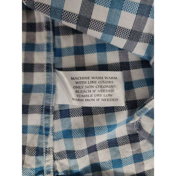 Neiman Marcus Men's Blue Plaid Trim Fit Long Sleeve Shirt Size 16½ - Picture 6 of 9